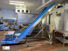 Stainless steel mobile Swan Neck Conveyor, 350mm belt width, 2700mm full height (please note there