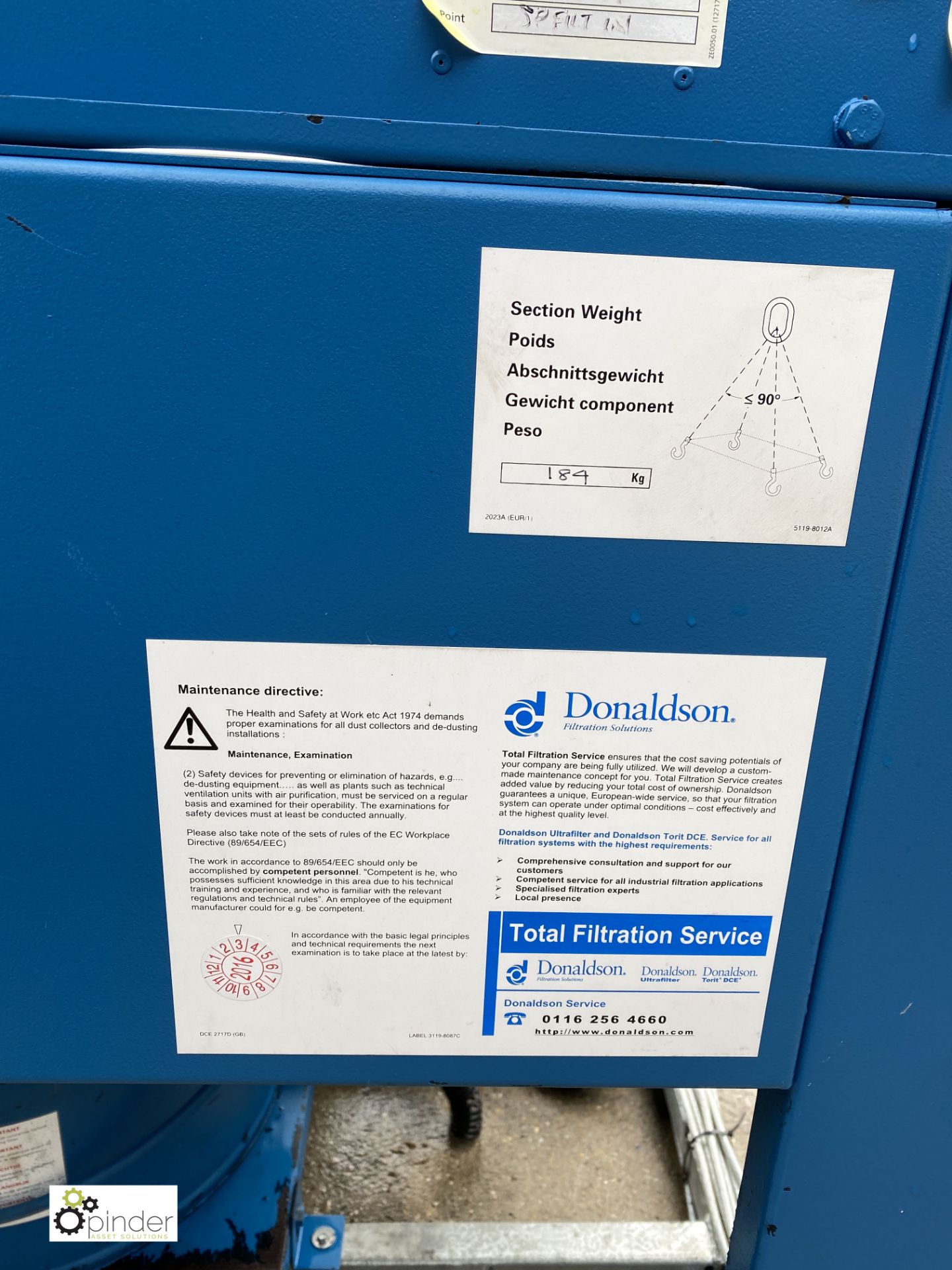 Donaldson Torit DCE C30-3G8 Dust Extraction Cabinet, year 2015, serial number 00058064 (please - Image 6 of 6