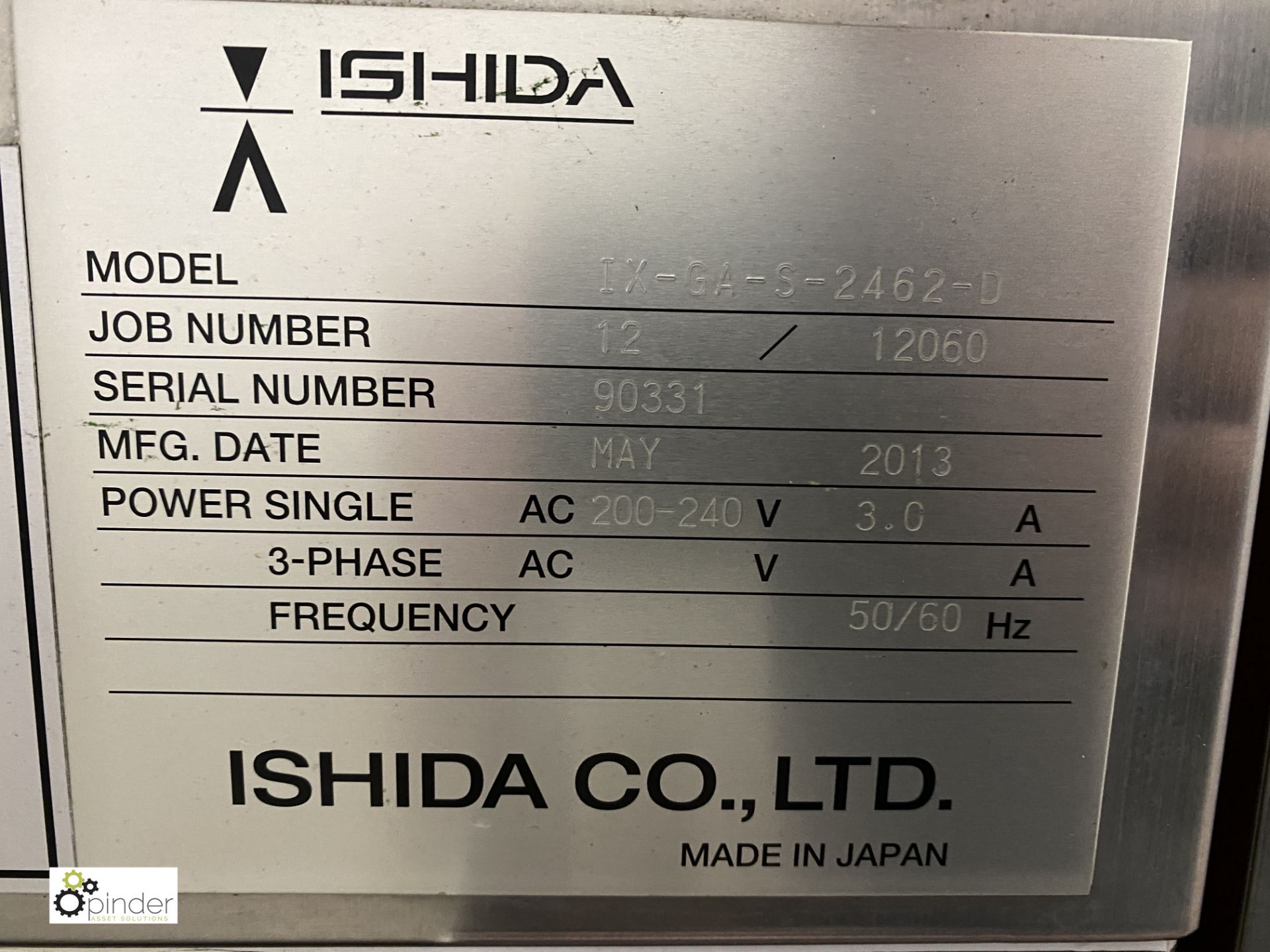 Ishida IX-GA-S-2462-D X-Ray Inspection System, 275mm belt width, year 2013, serial number 90331, - Image 7 of 7