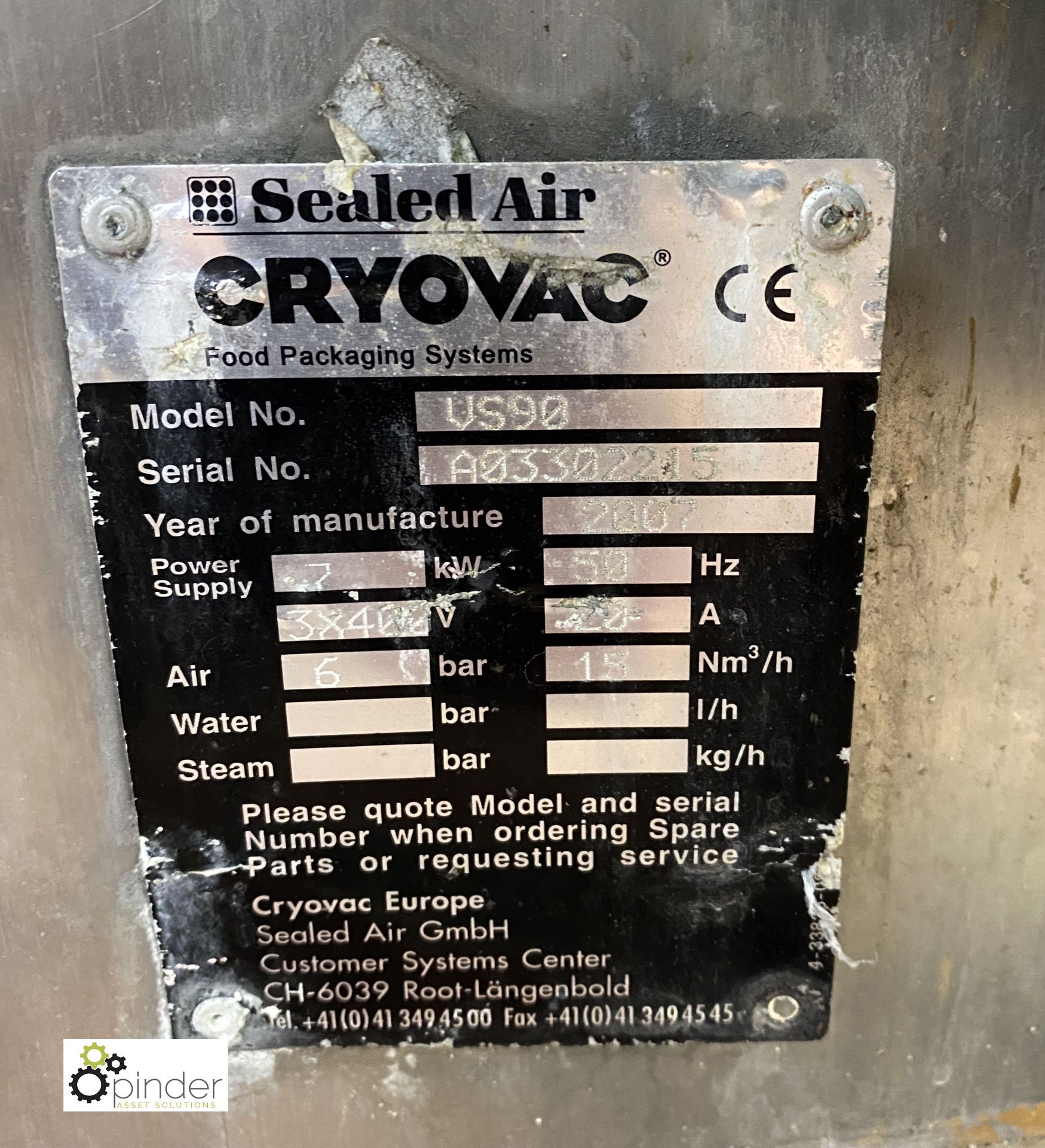 Sealed Air Cryovac VS90 Belt Vacuum Chamber Packaging Machine, year 2007, serial number A03302215, - Image 5 of 7