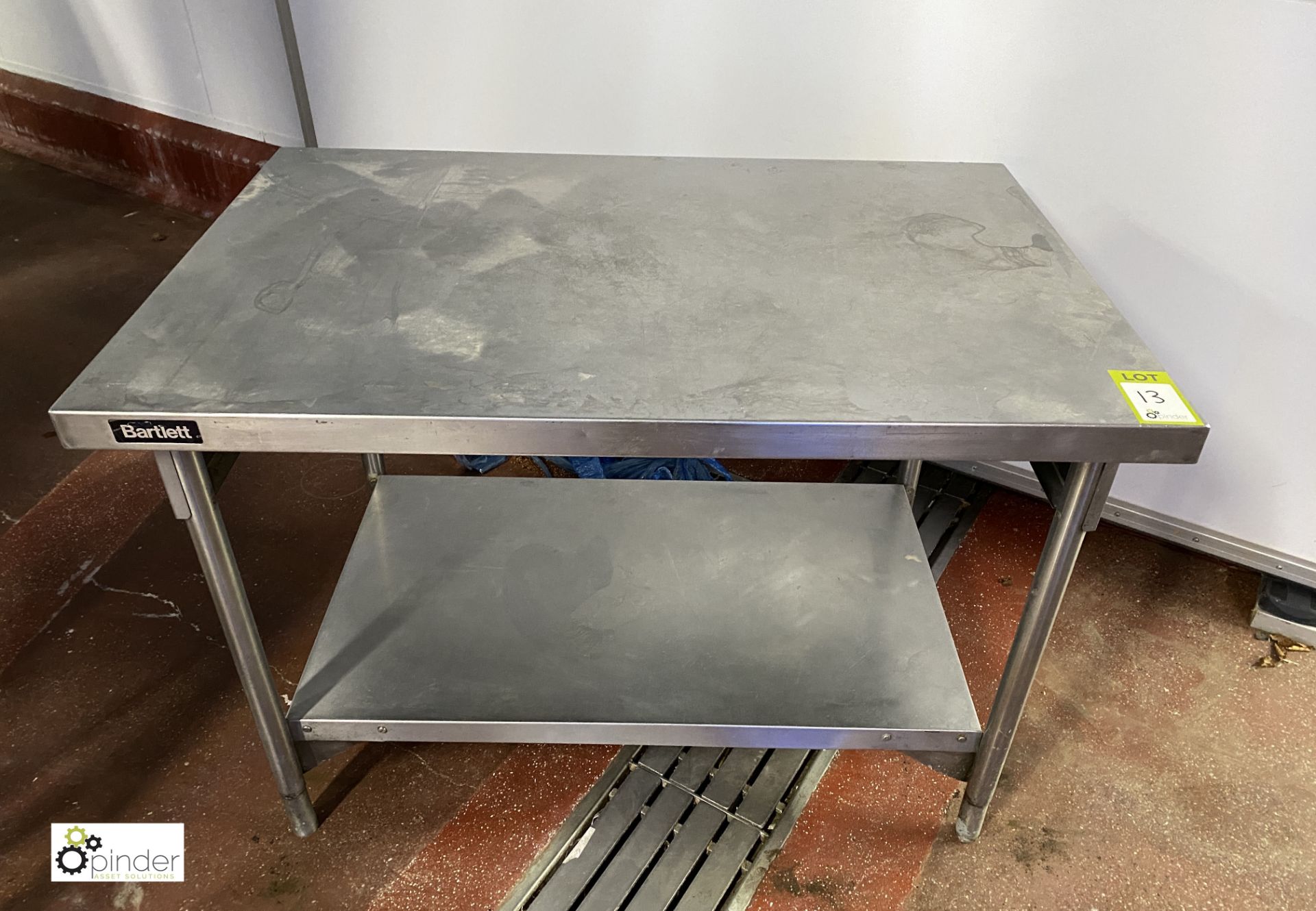 Bartlett stainless steel Preparation Table, 1200mm x 800mm, with under shelf (please note there is a - Image 2 of 2