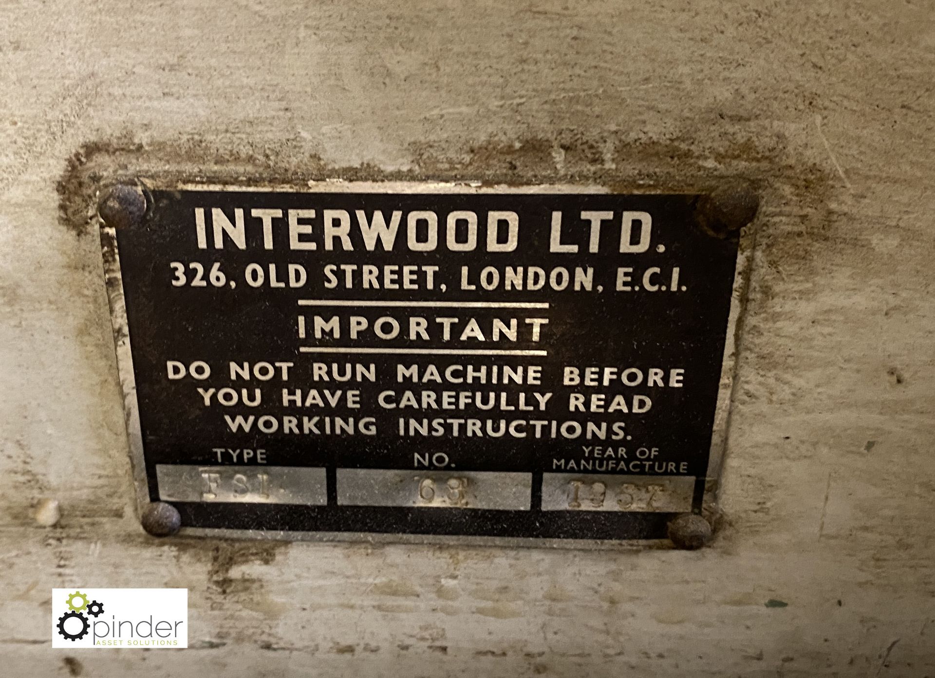 Interwood FSI manual Platen Press, 1000mm x 1110mm, serial number 68, year 1957 - Image 4 of 6