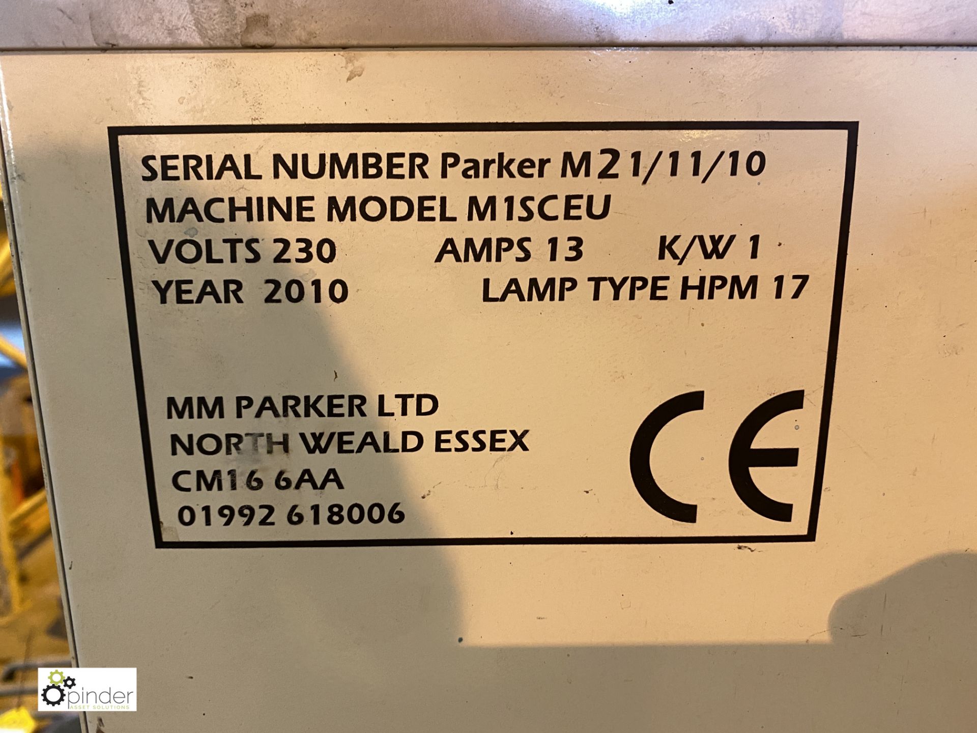 Parker M1SCEU Print Down Frame, 240volts, serial number M21/11/10, year 2010 (please note there is a - Image 4 of 5