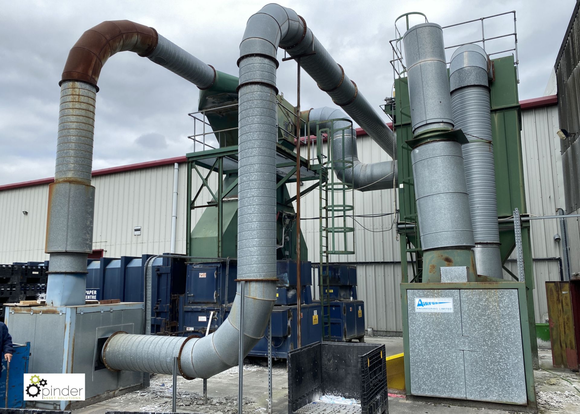 Waste Paper Extraction System comprising 2 Chopper fans, Heaton Green dust extraction unit,