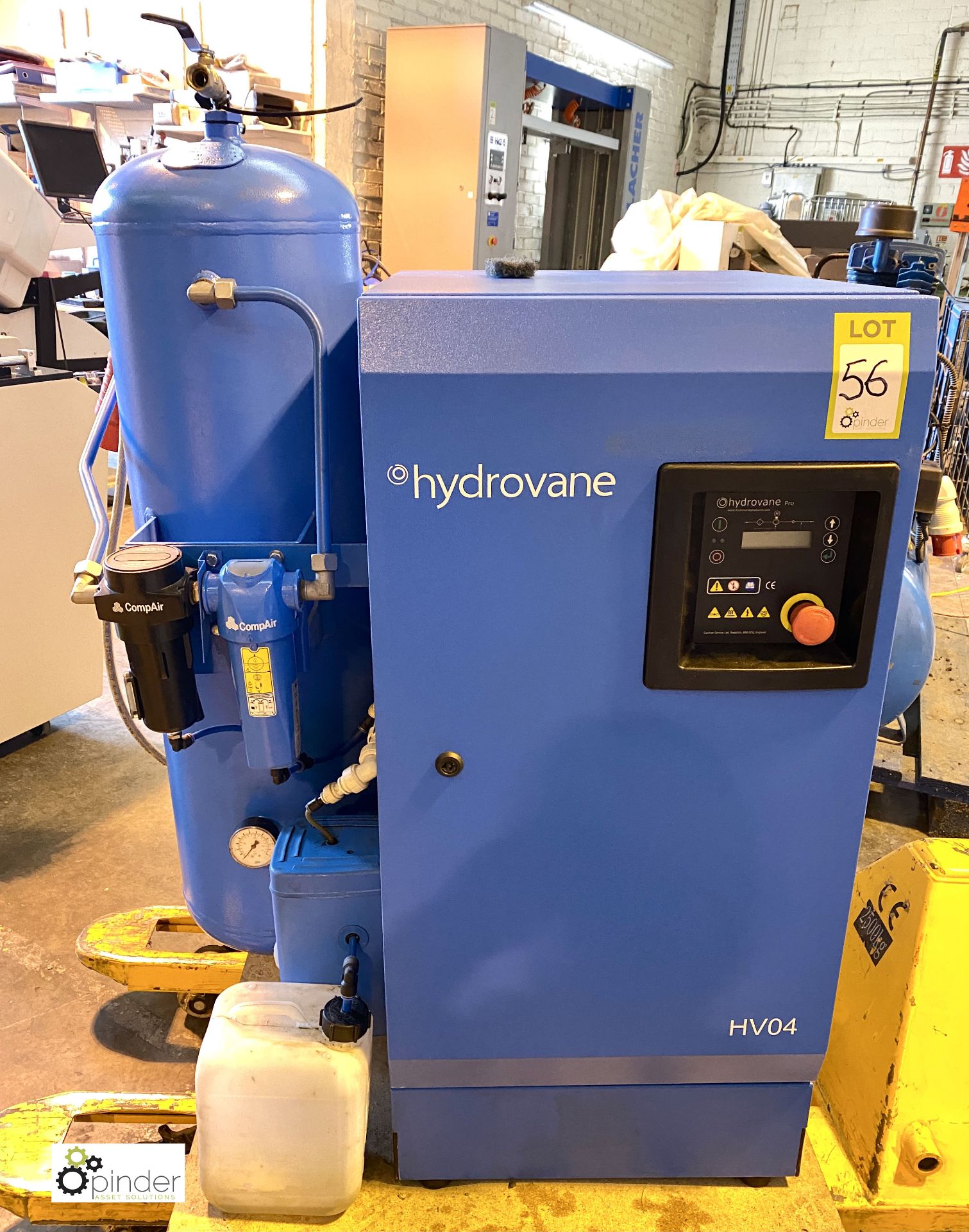 Hydrovane HV04ACE10-NSP2144 Air Compressor Set, with integrated vertical air receiving tank, 11bar