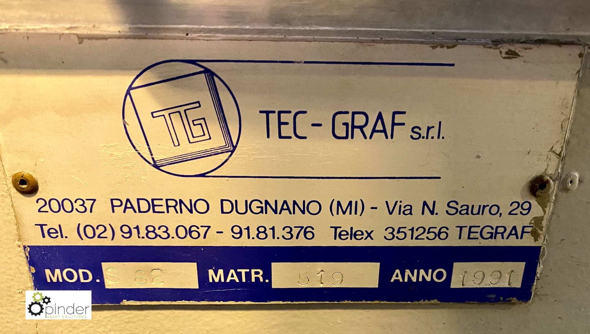 Tec-Graf S82 Book Splitter/Saw, with twin lane delivery, serial number 519, year 1991 (please note - Image 7 of 14