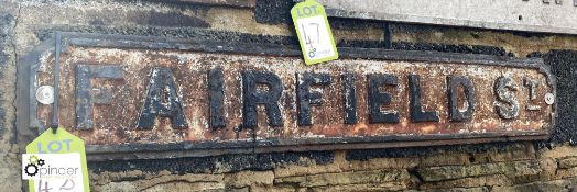 Original Victorian cast iron Street Sign “Fairfiel