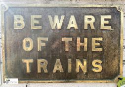 Original Victorian Bronze “Beware of the Trains” S
