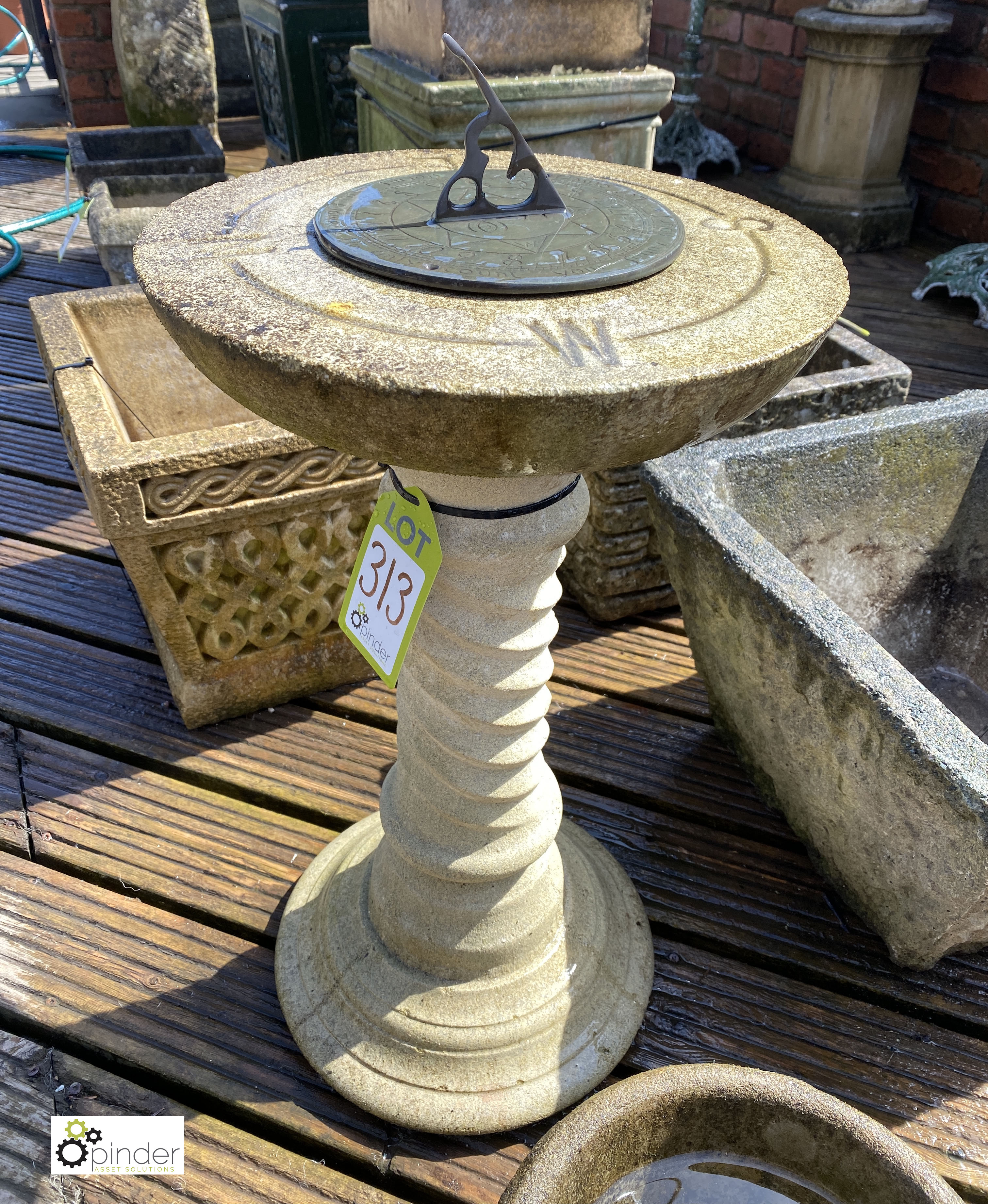 Reconstituted stone Sundial Base with barley twist - Image 5 of 6