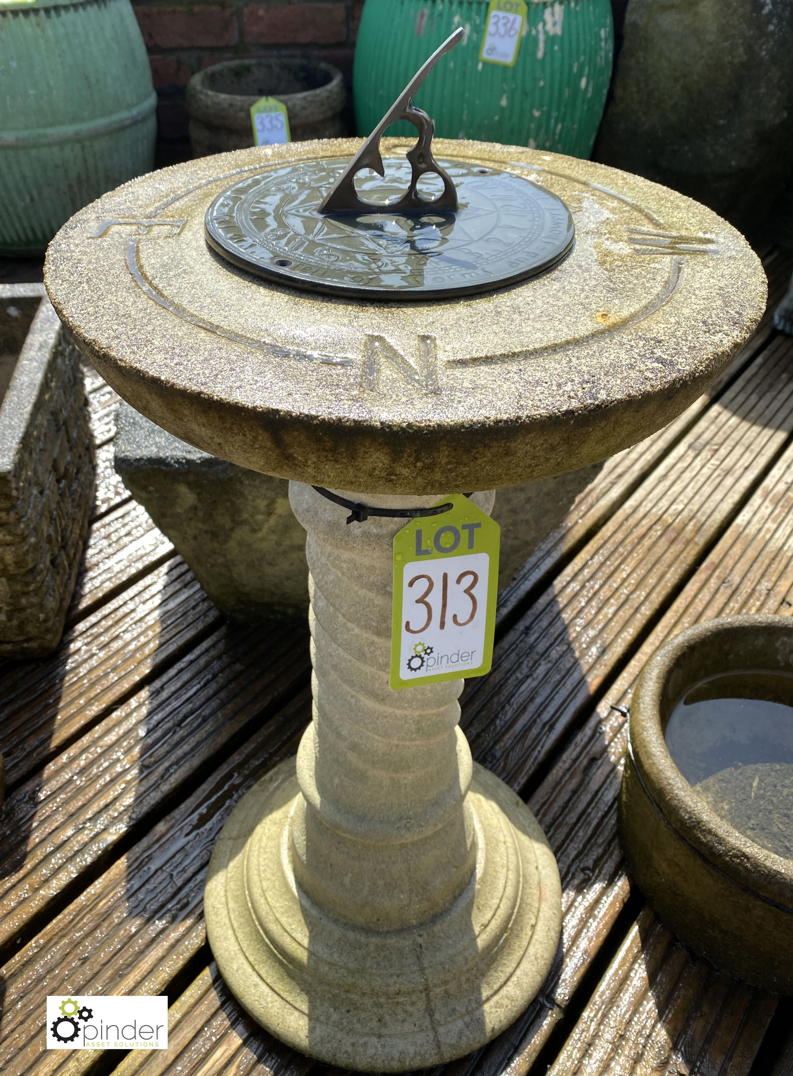 Reconstituted stone Sundial Base with barley twist - Image 2 of 6