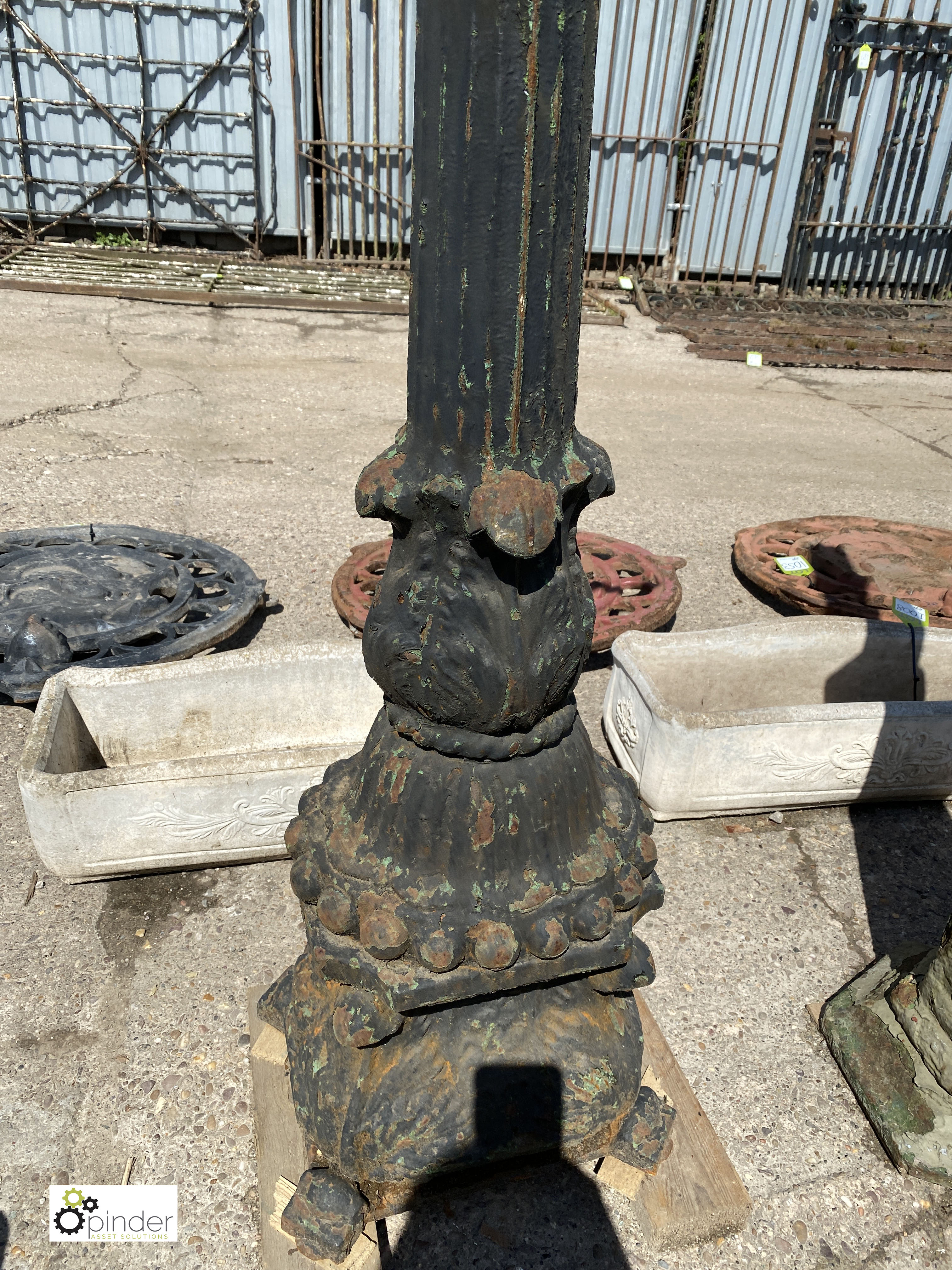 Original Victorian cast iron Lamp Post with ladder racks, 70in high, circa 1860 (Location: Griffin - Image 8 of 9