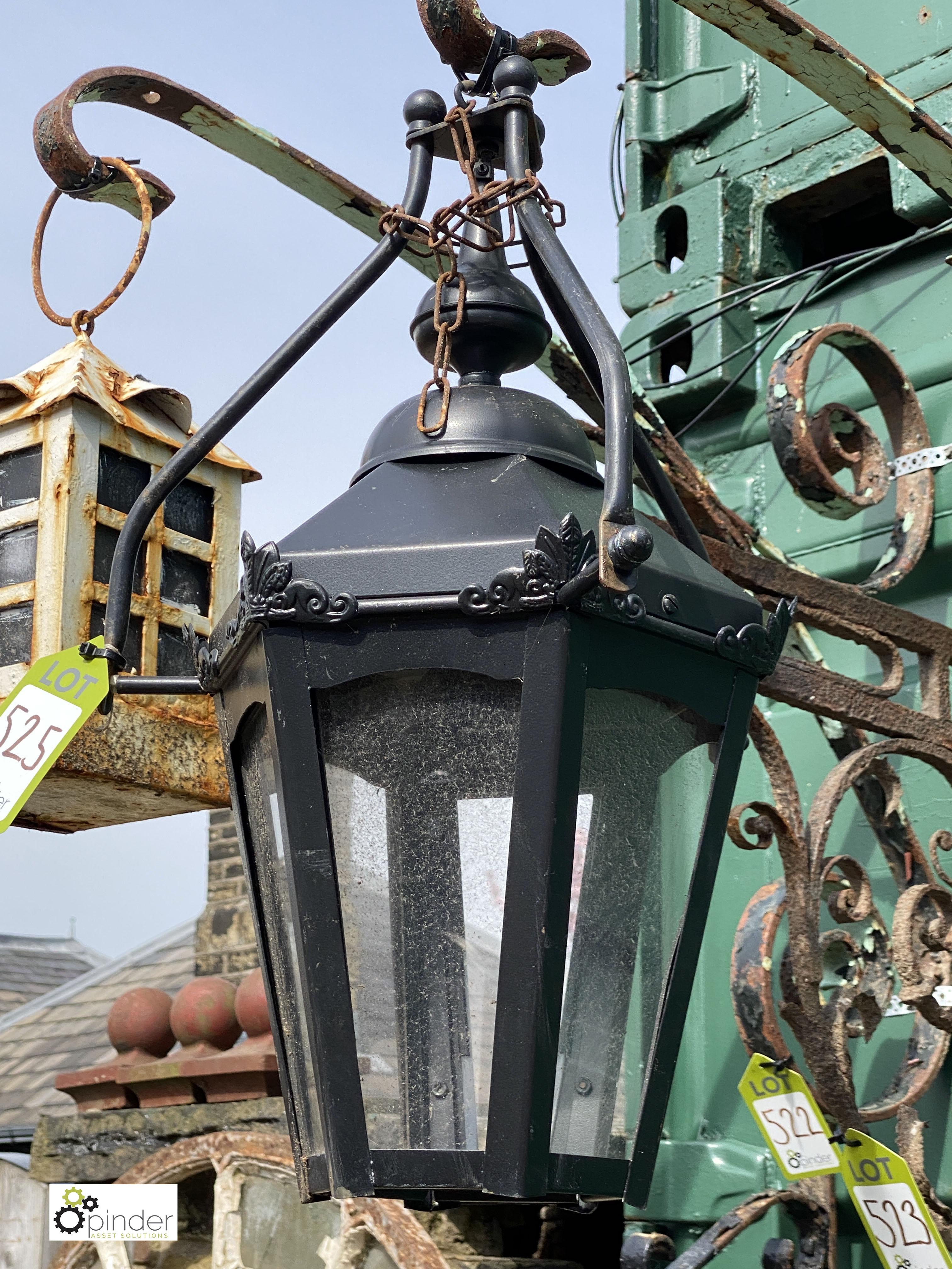 Hexagonal copper/brass Pub Lantern with hanging br - Image 2 of 2