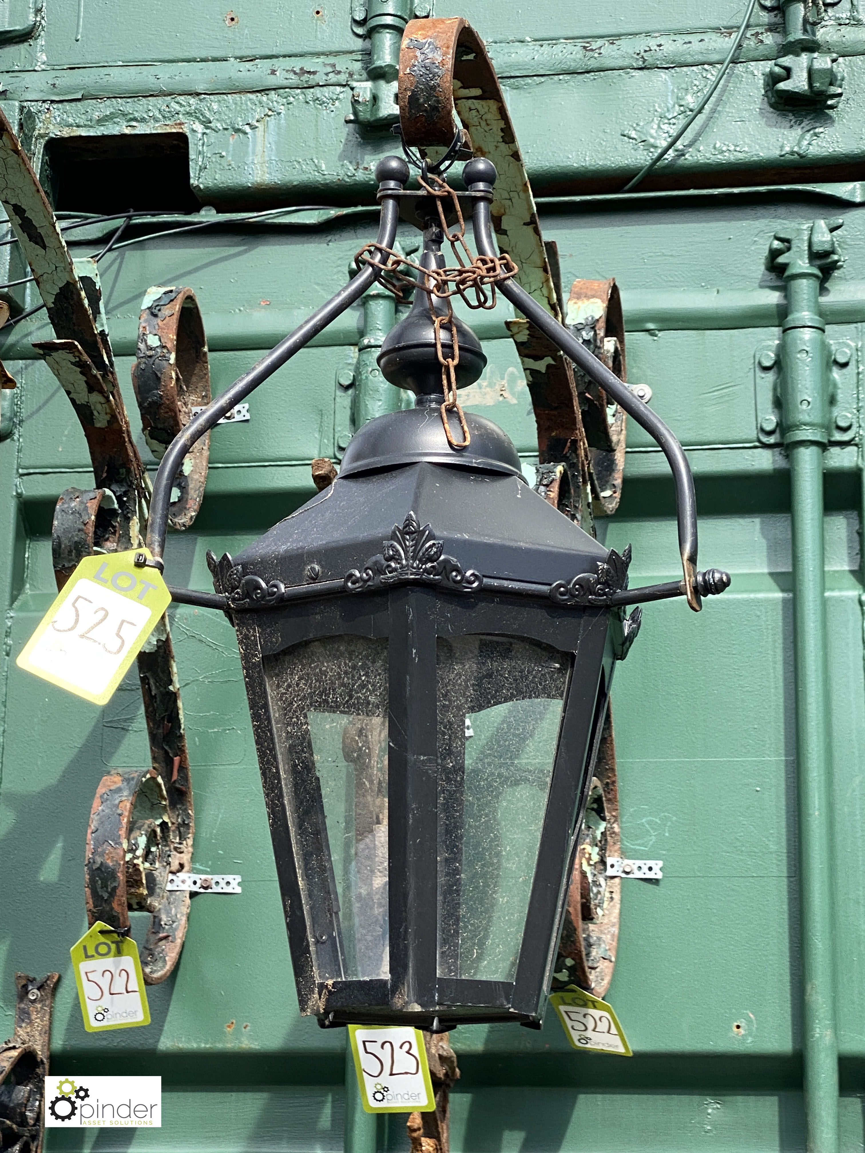 Hexagonal copper/brass Pub Lantern with hanging br