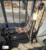 Set of 3 wrought iron Bench Supports, 35in high