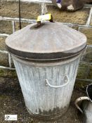 Vintage galvanised Dustbin and Lid, 29in high x 18