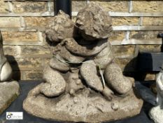 Reconstituted stone Statue of 2 cherubs embracing