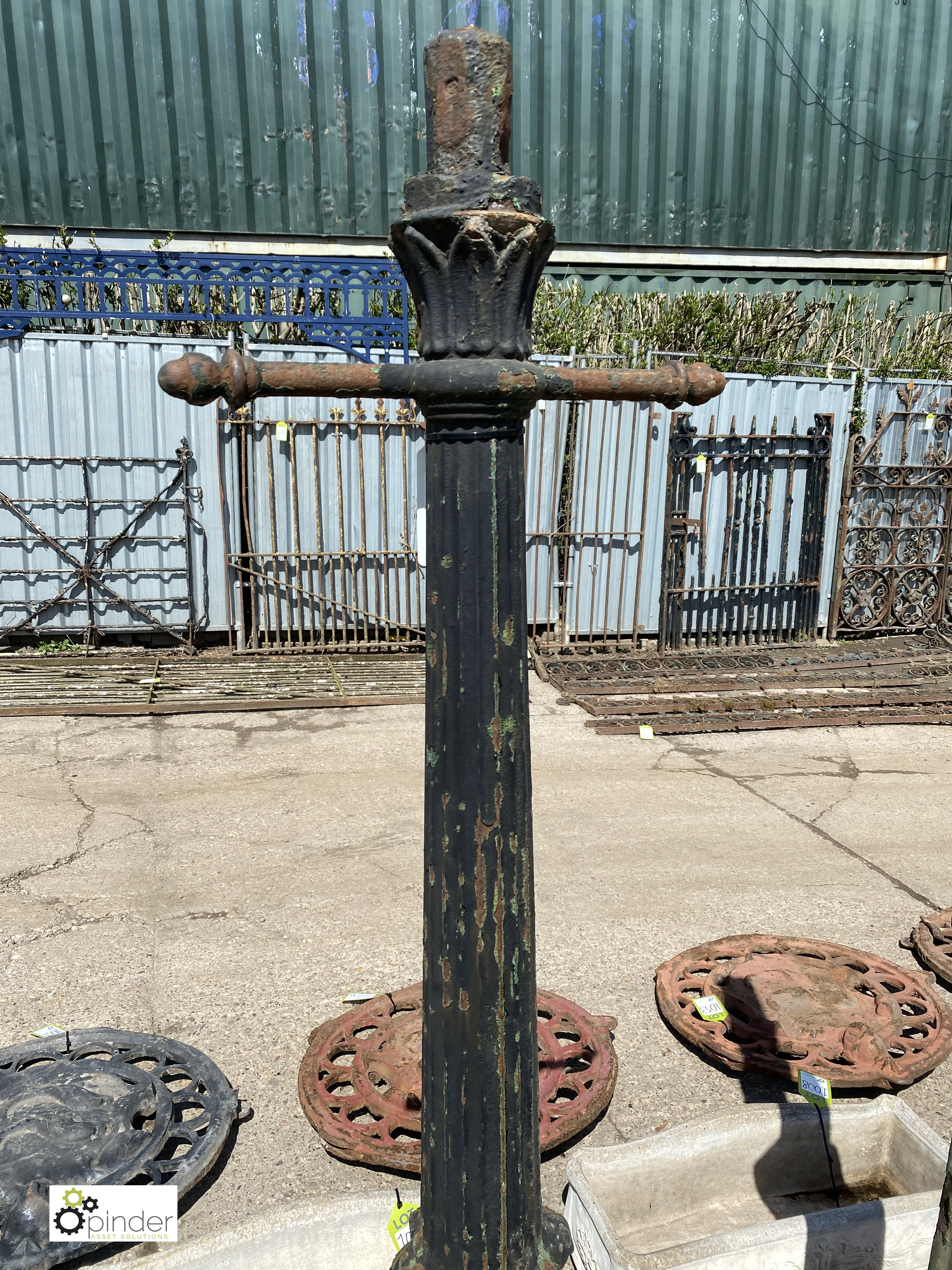 Original Victorian cast iron Lamp Post with ladder racks, 70in high, circa 1860 (Location: Griffin - Image 9 of 9