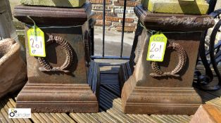 Pair of cast iron Bases with laurel leaves decorat