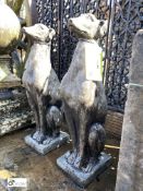 Pair of reconstituted stone Whippets, 22in high