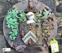 Original cast iron round Oldham Coat of Arms Plaqu