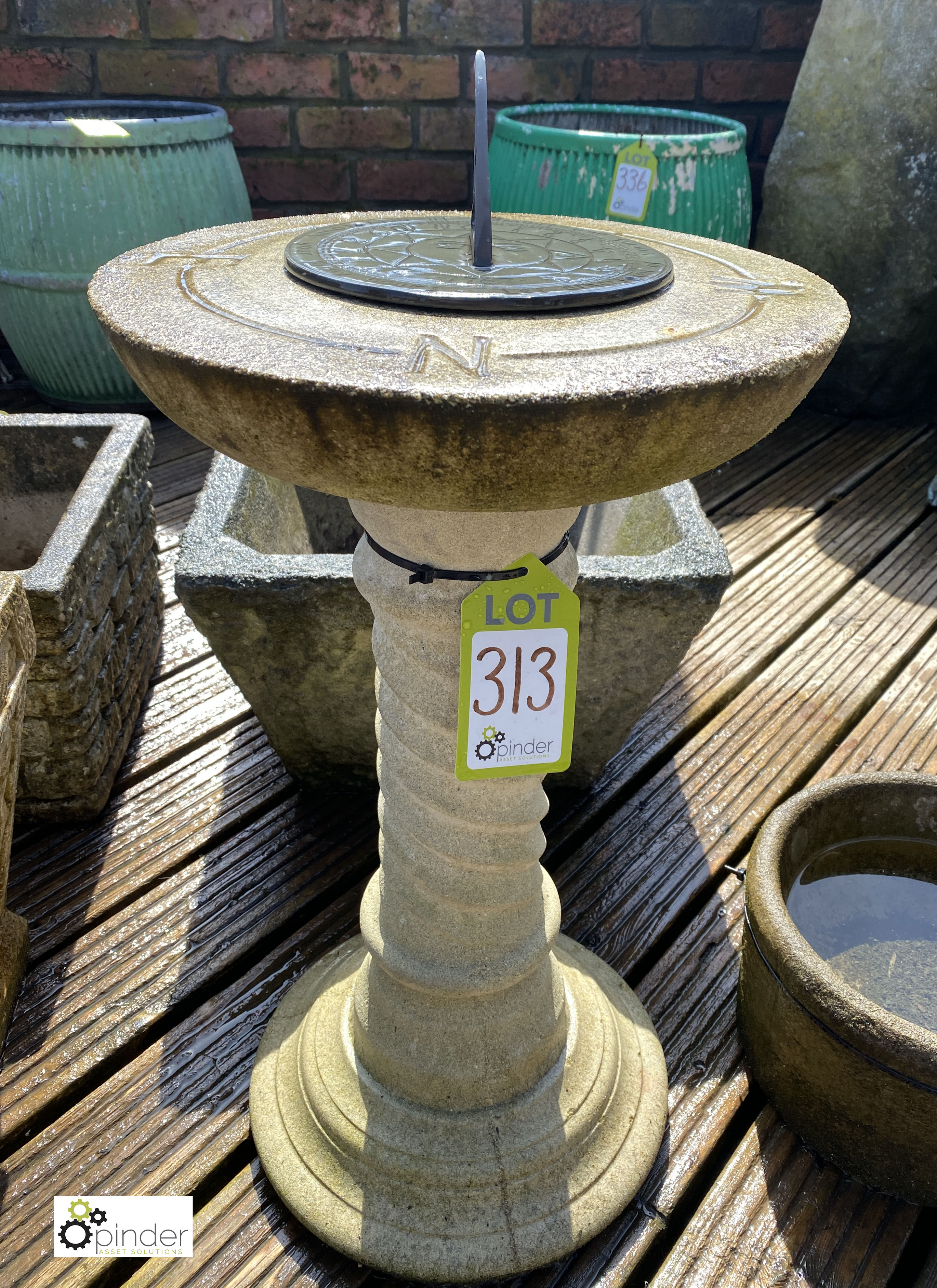 Reconstituted stone Sundial Base with barley twist