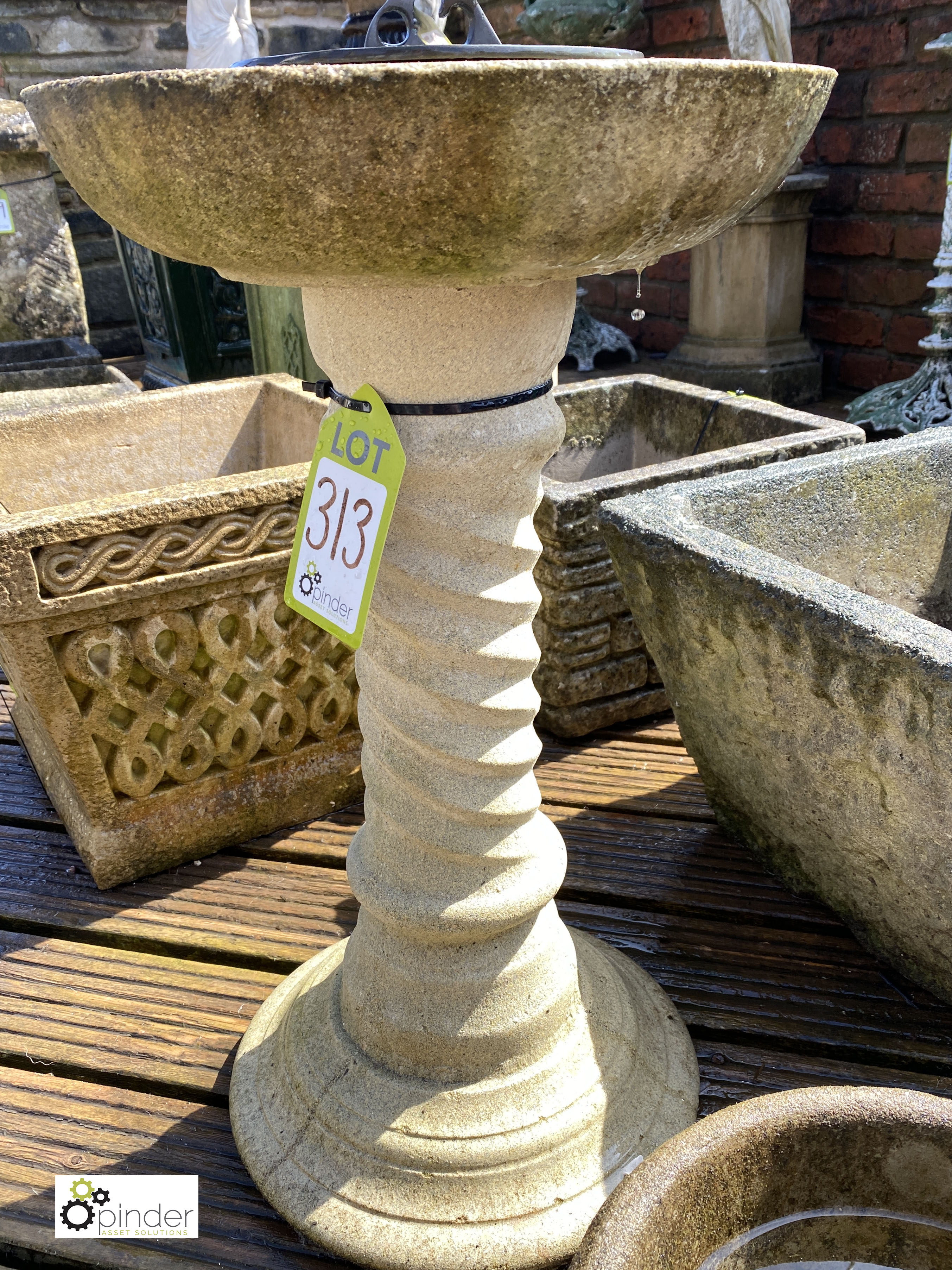 Reconstituted stone Sundial Base with barley twist - Image 6 of 6