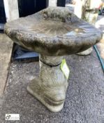 Reconstituted stone Bird Bath of a shell on a dolp