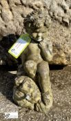 Reconstituted stone Fountain of a boy with a Led f