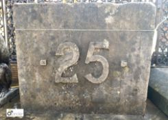 Yorkshire stone Plaque Number “25”, 19in high x 23