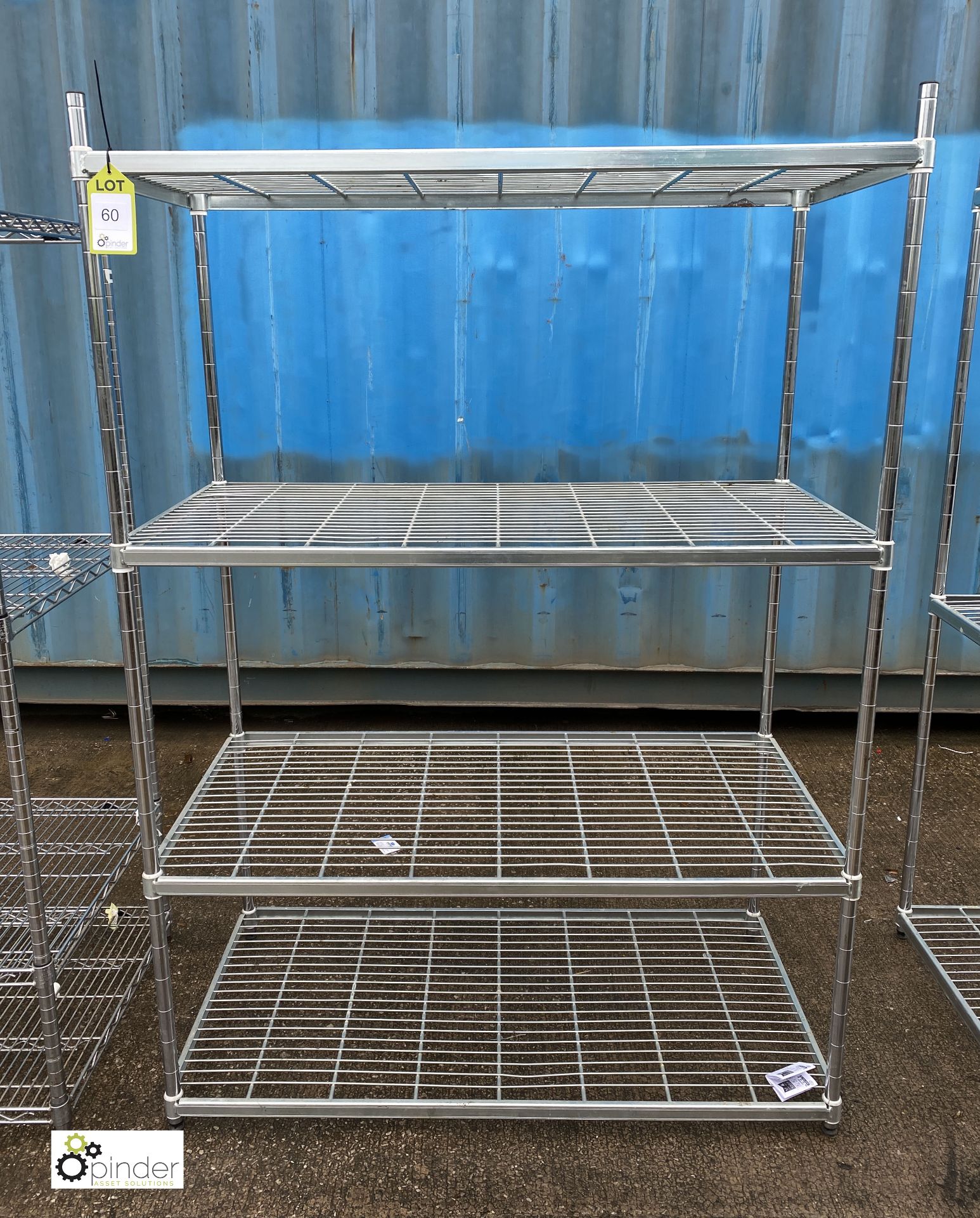 Stainless steel adjustable 4-shelf Rack, 1200mm x 600mm x 1710mm (LOCATION: Stanningley, Leeds)