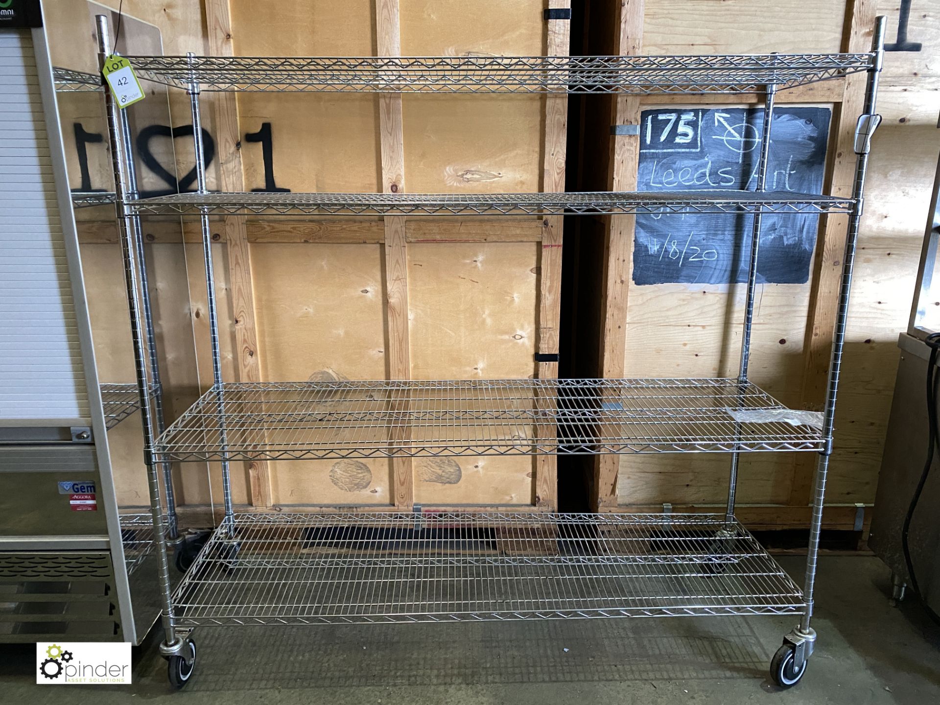 Mobile 4-shelf adjustable Rack, 1820mm x 600mm x 1780mm high (LOCATION: Stanningley, Leeds)