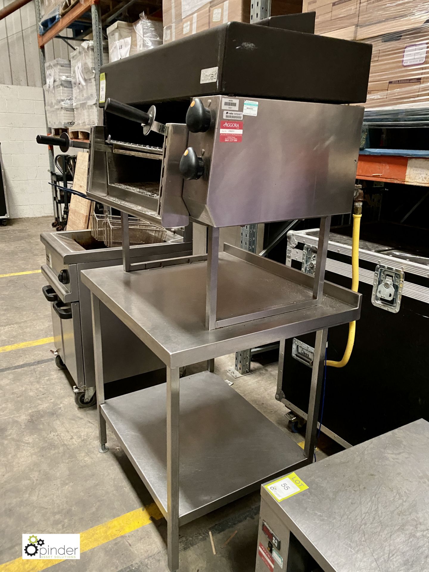 Lincat Salamander, gas fired, mounted on stainless steel preparation table, 900mm x 770mm x 930mm - Image 4 of 5