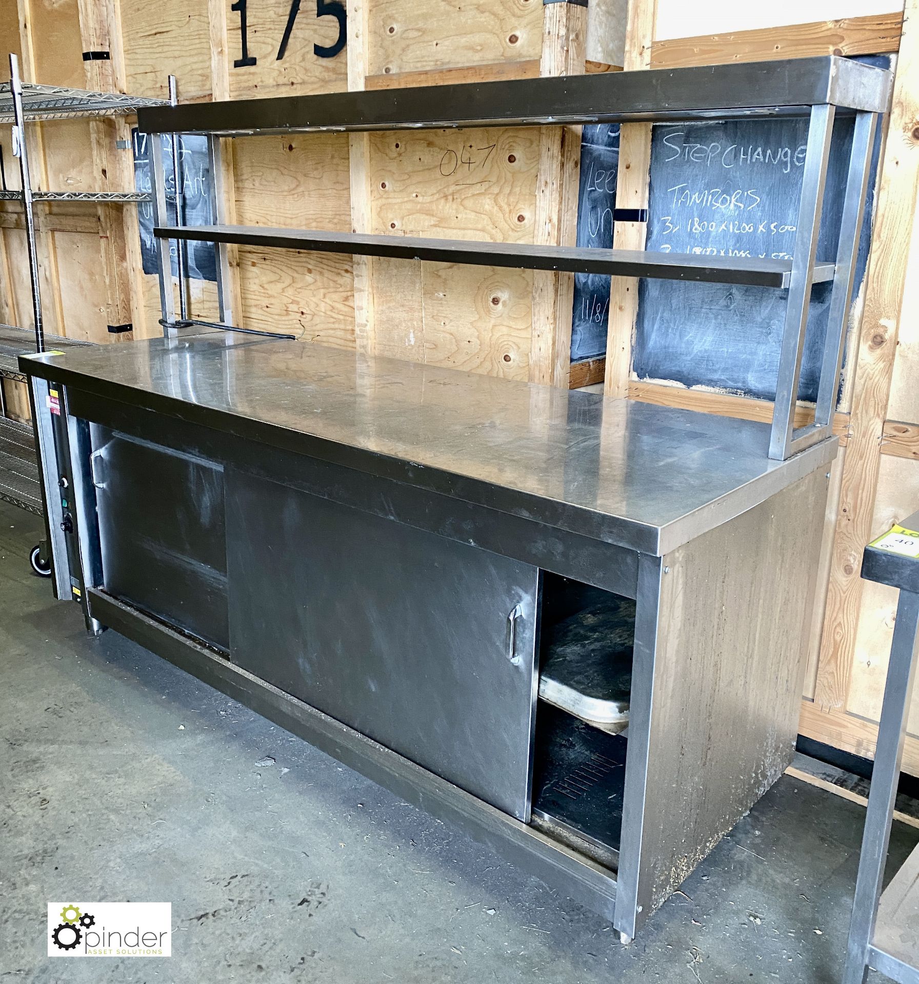 Stainless steel double door heated Servery Cabinet, 2100mm x 750mm x 880mm, 240volts, with pass - Image 2 of 5
