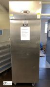 Foster PROG600H-A mobile stainless steel single door upright Fridge, 700mm x 800mm x 2090mm high,
