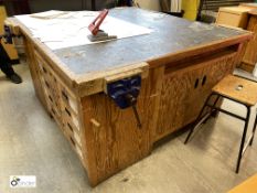 4-station Workbench, with 4 Record joiners vices, 1450mm x 1440mm (in Tec 6 room) (LOCATION: