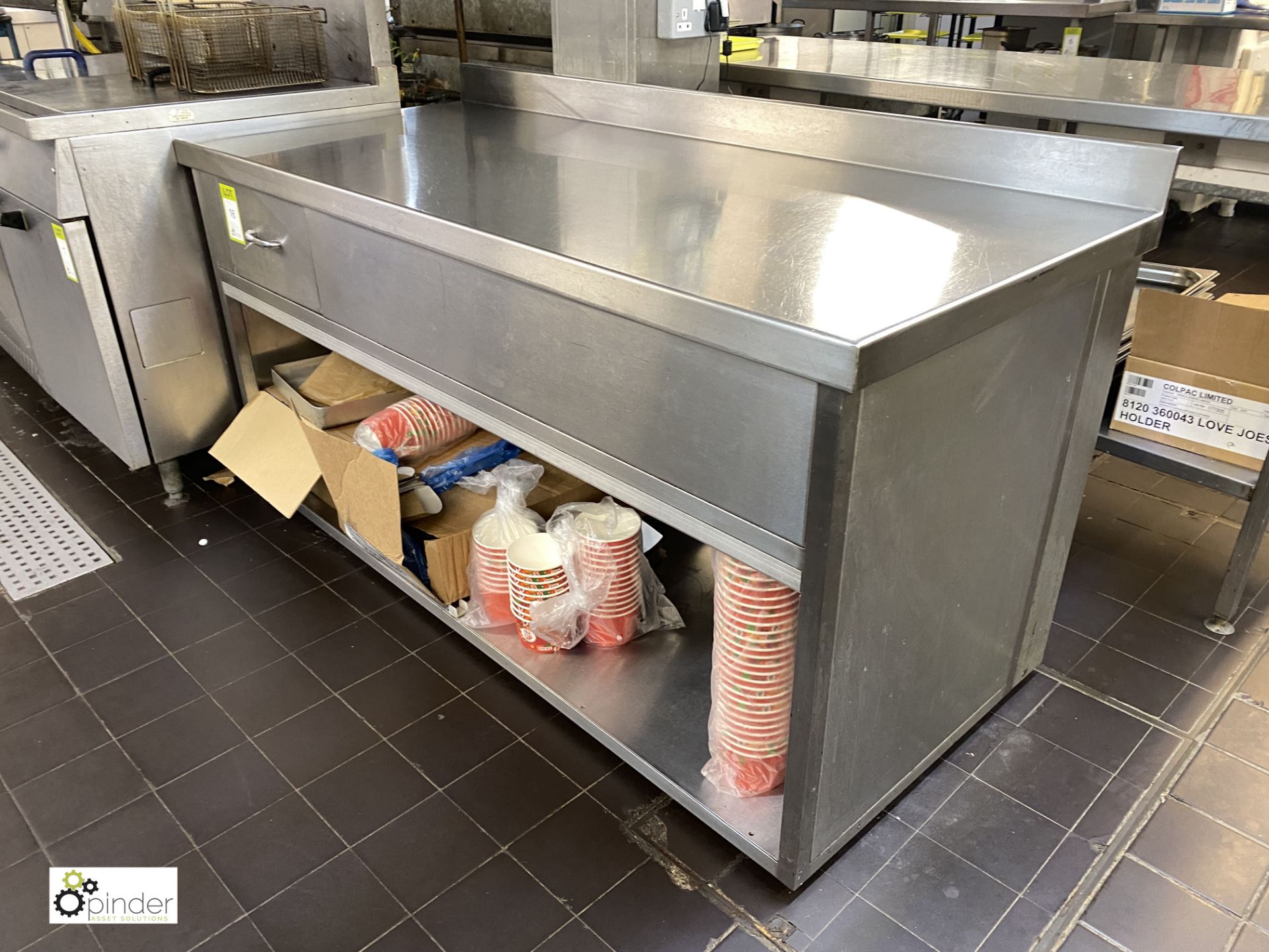 Stainless steel Preparation Table, 1610mm x 700mm x 800mm high with integral drawer and - Image 4 of 4