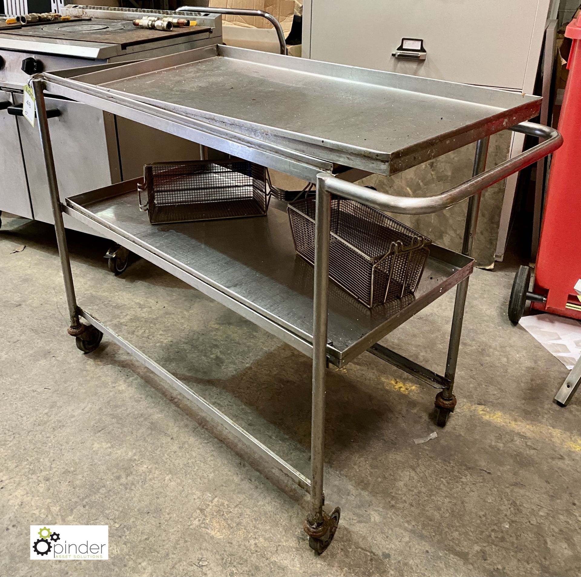 Stainless steel tubular framed 3-tier Trolley, 1010mm x 510mm x 880mm high (LOCATION: Stanningley, - Image 2 of 2