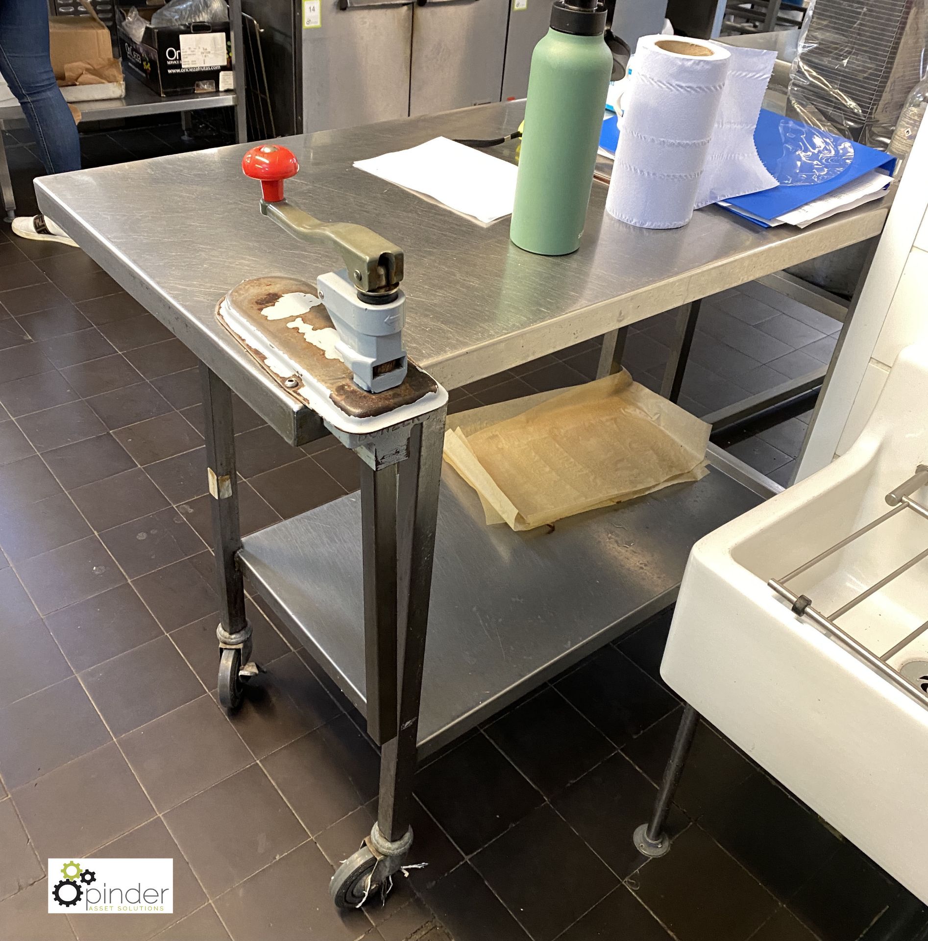 Stainless steel mobile Preparation Table, 1140mm x 530mm, with undershelf and Bonzer commercial - Image 5 of 5