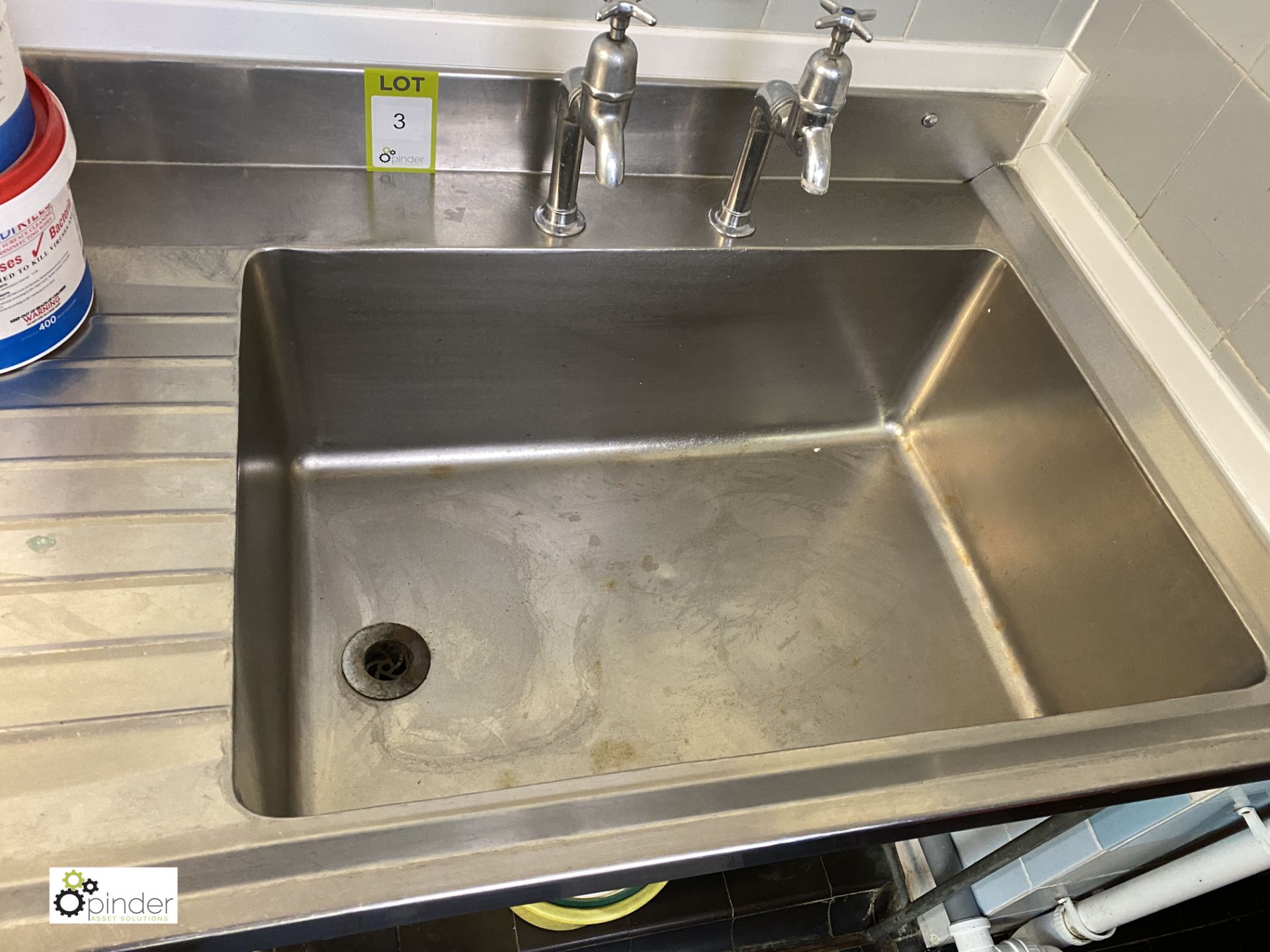 Stainless steel single bowl Sink, with left hand drainer, 1530mm x 700mm x 910mm high (in - Image 3 of 3