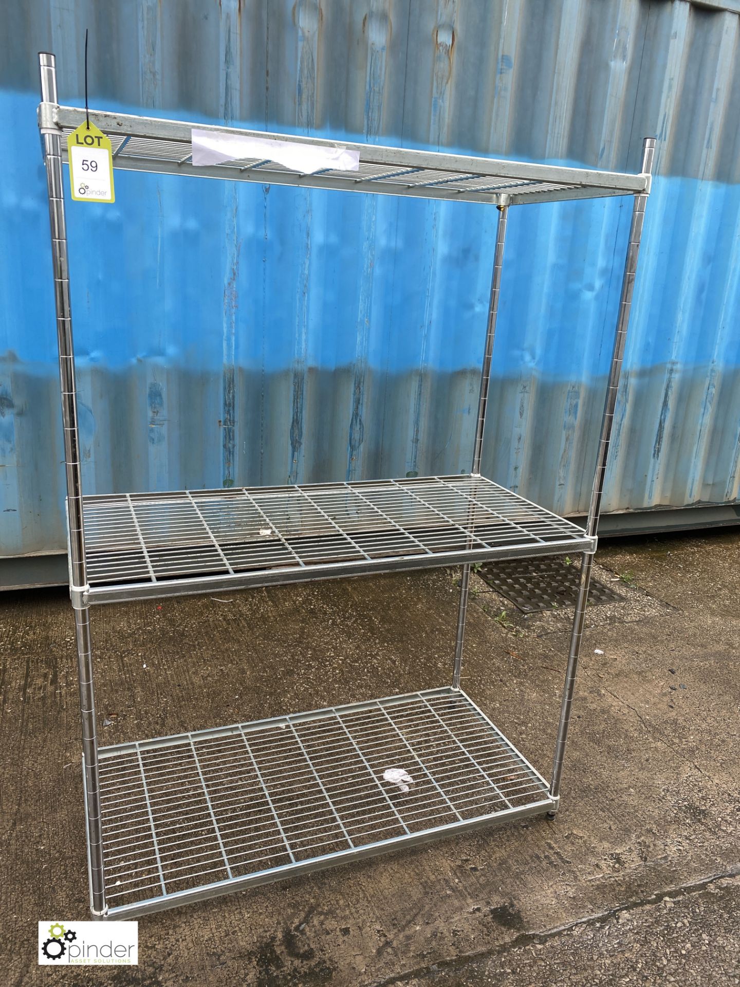 Stainless steel adjustable 3-shelf Rack, 1200mm x 600mm x 1710mm (LOCATION: Stanningley, Leeds)