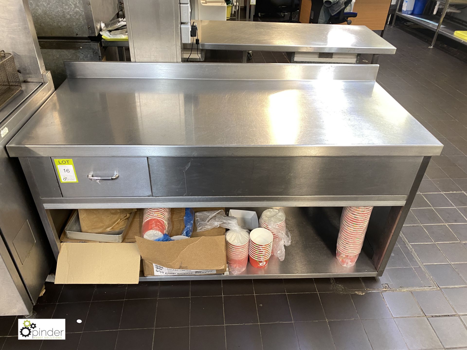 Stainless steel Preparation Table, 1610mm x 700mm x 800mm high with integral drawer and - Image 2 of 4