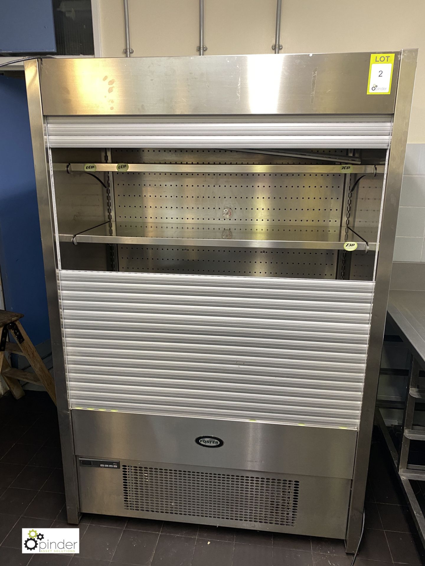 Foster stainless Chilled Food Display Unit, 240volts, with damaged shutter, 1200mm wide x 720mm deep - Image 3 of 3