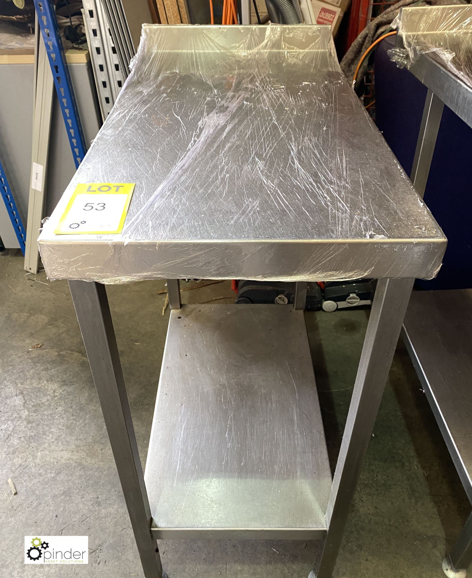 Stainless steel Preparation Side Table, 400mm x 750mm x 910mm, with undershelf and rear lip (