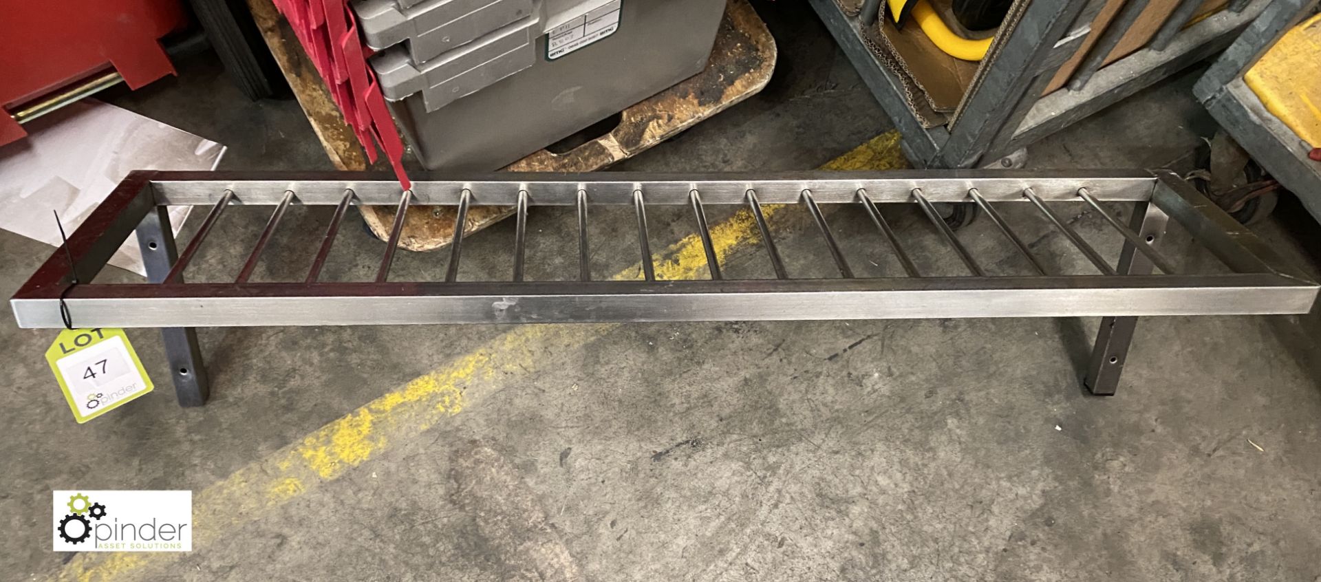 Stainless steel wall mounted Pan Rack, 1200mm x 300mm (LOCATION: Stanningley, Leeds)