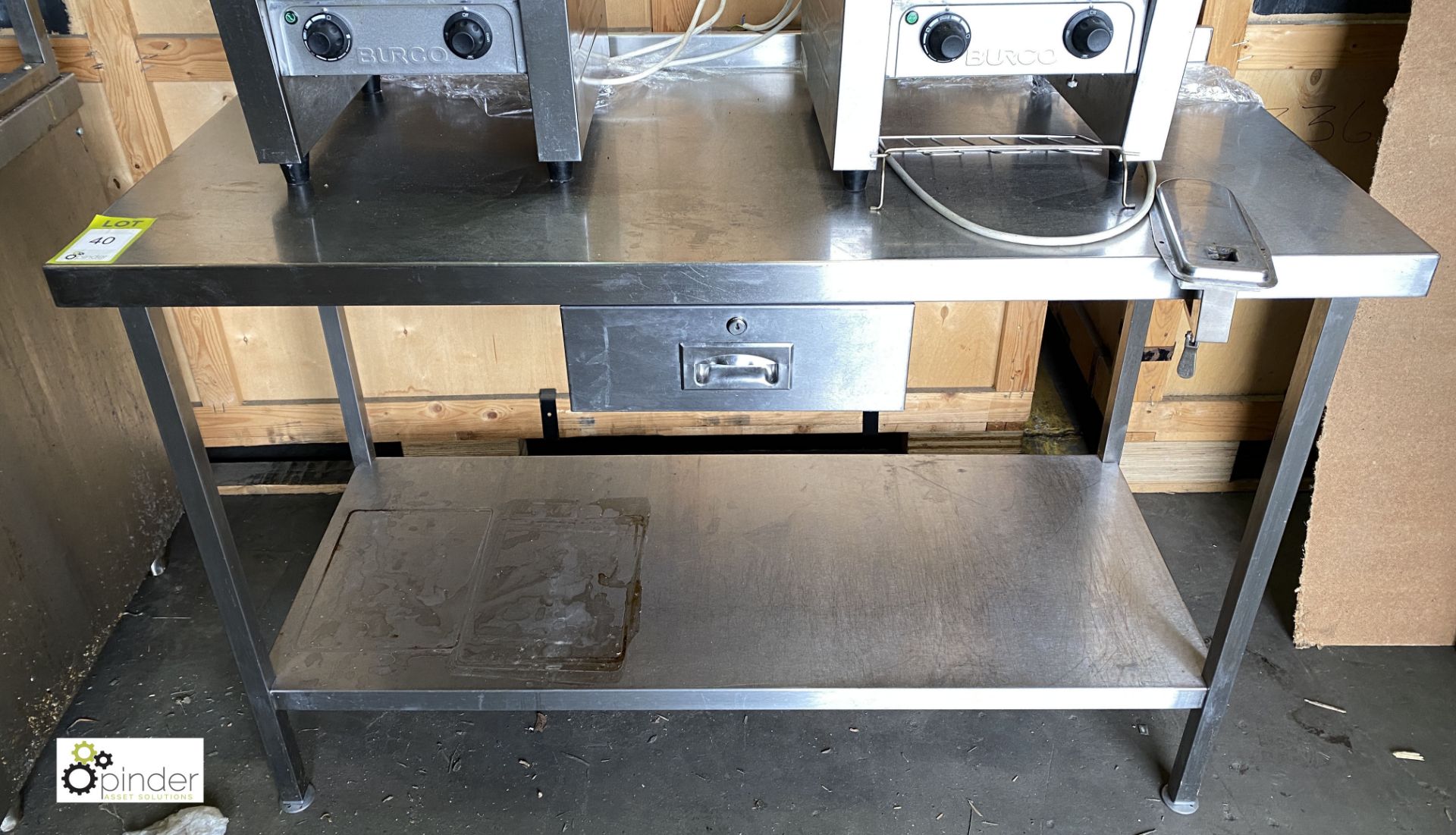 Stainless steel Preparation Table, 1400mm x 650mm x 890mm high, with undershelf, utensil drawer - Image 2 of 3