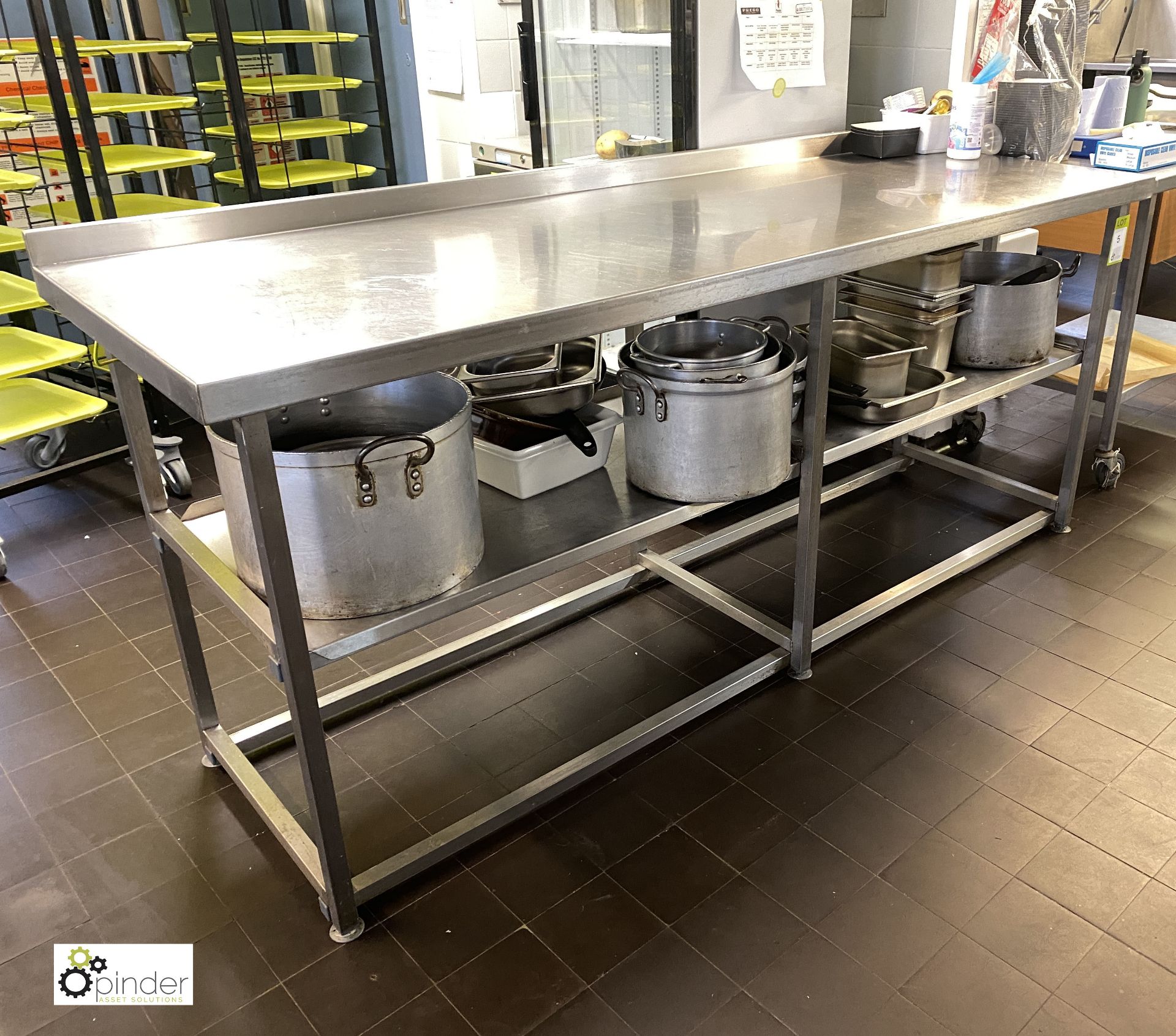 Stainless steel Preparation Table, 2100mm x 700mm x 890mm high, with undershelf (in Kitchen) ( - Image 2 of 3