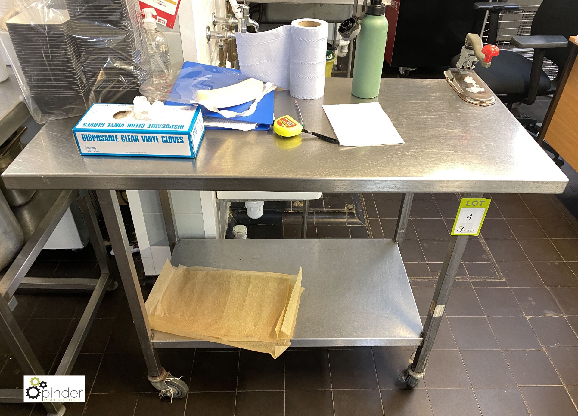 Stainless steel mobile Preparation Table, 1140mm x 530mm, with undershelf and Bonzer commercial - Image 2 of 5