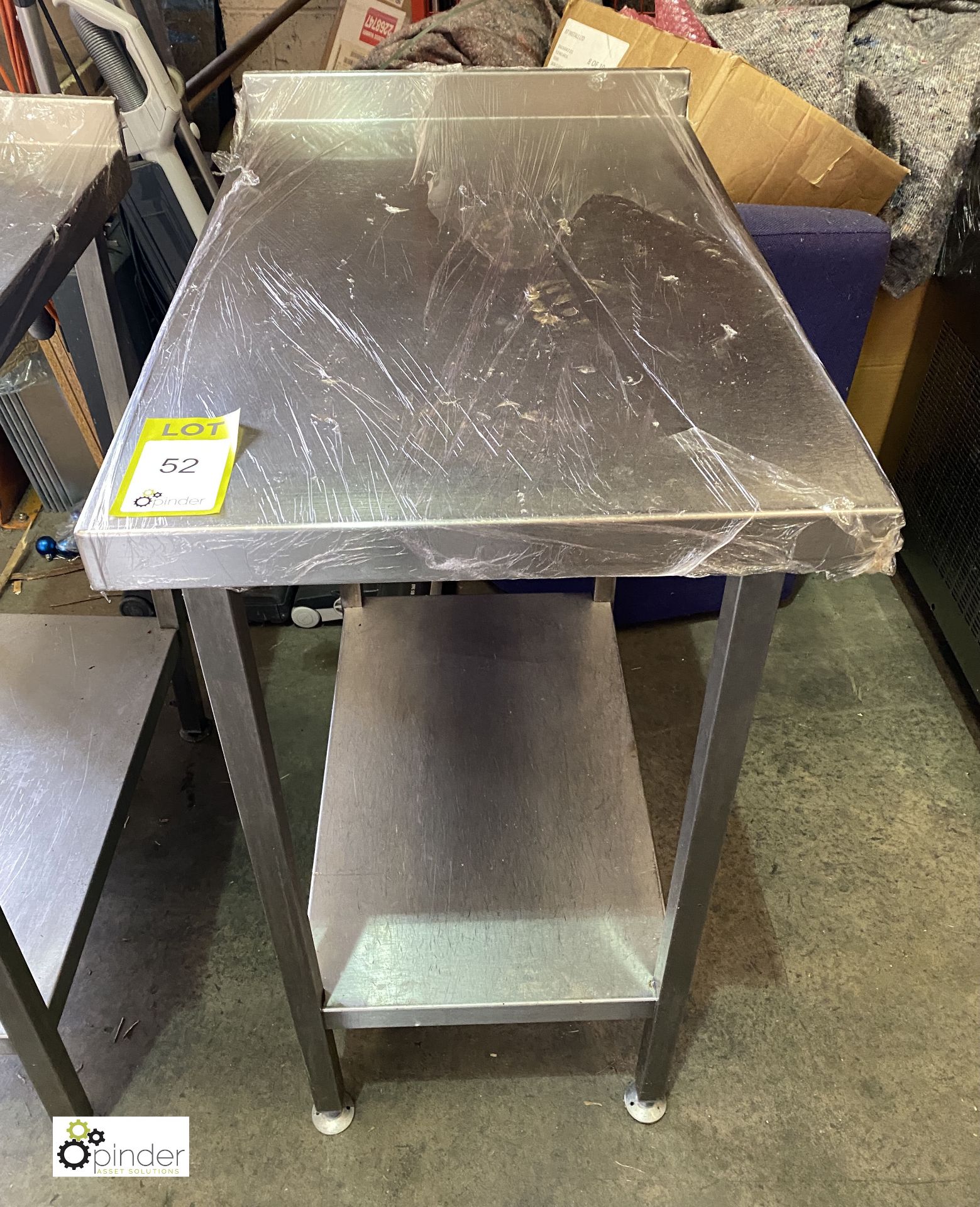 Stainless steel Preparation Side Table, 500mm x 750mm x 910mm, with undershelf and rear lip ( - Image 2 of 3