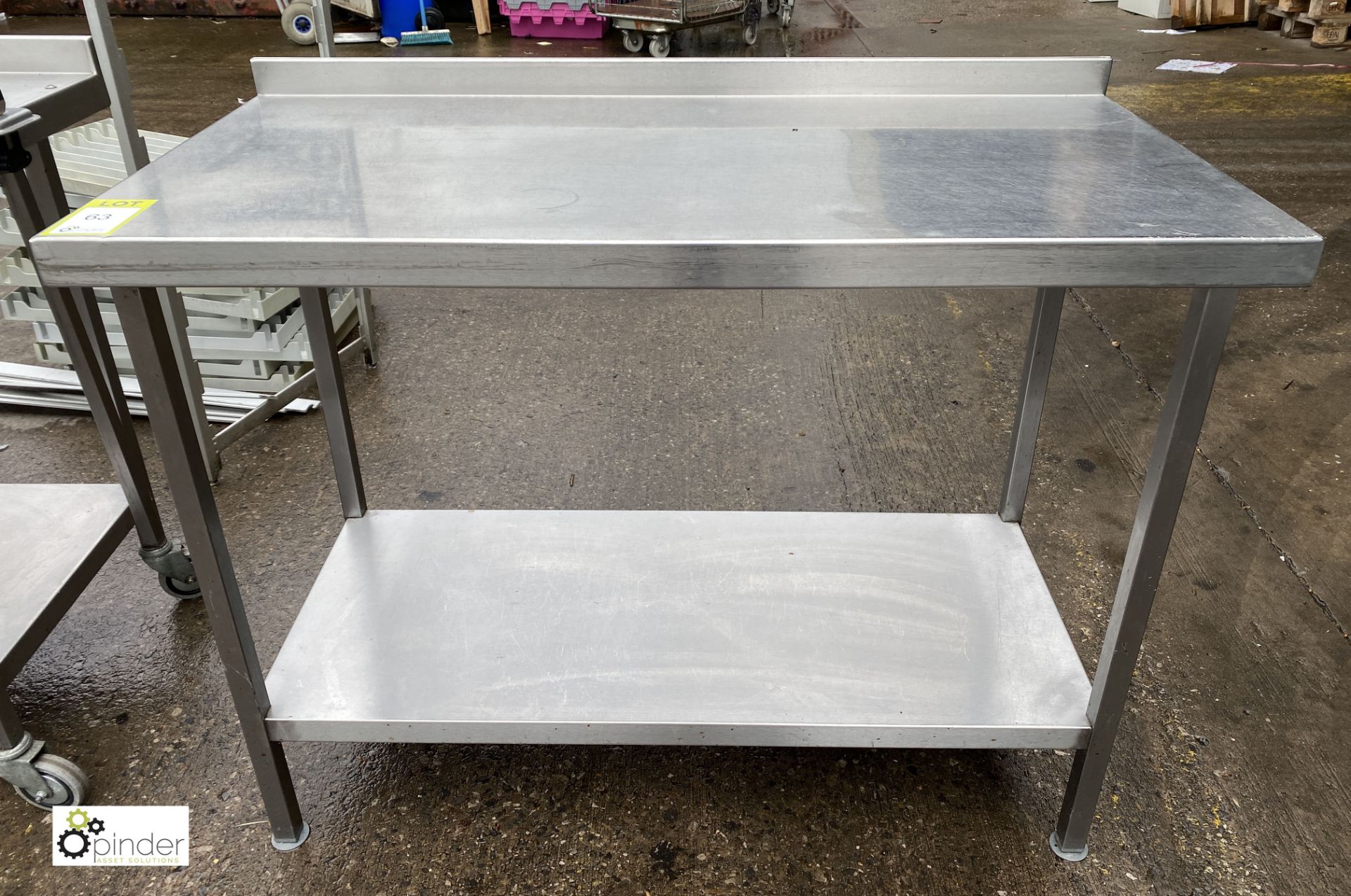 Stainless steel Preparation Table, 1200mm x 600mm x 890mm, with undershelf and rear lip (LOCATION: