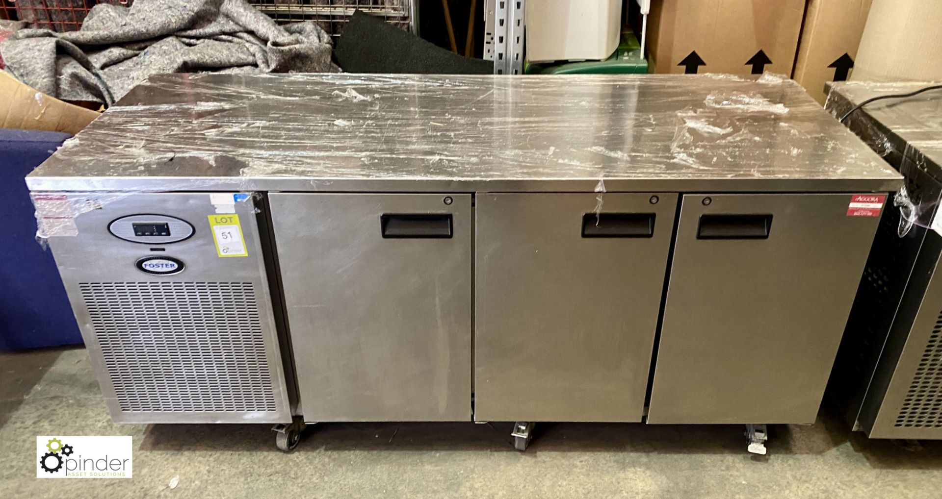 Foster PRO 1/3H-A stainless steel mobile 3-door Refrigerated Counter, 1860mm x 700mm x 860mm high, - Image 2 of 6